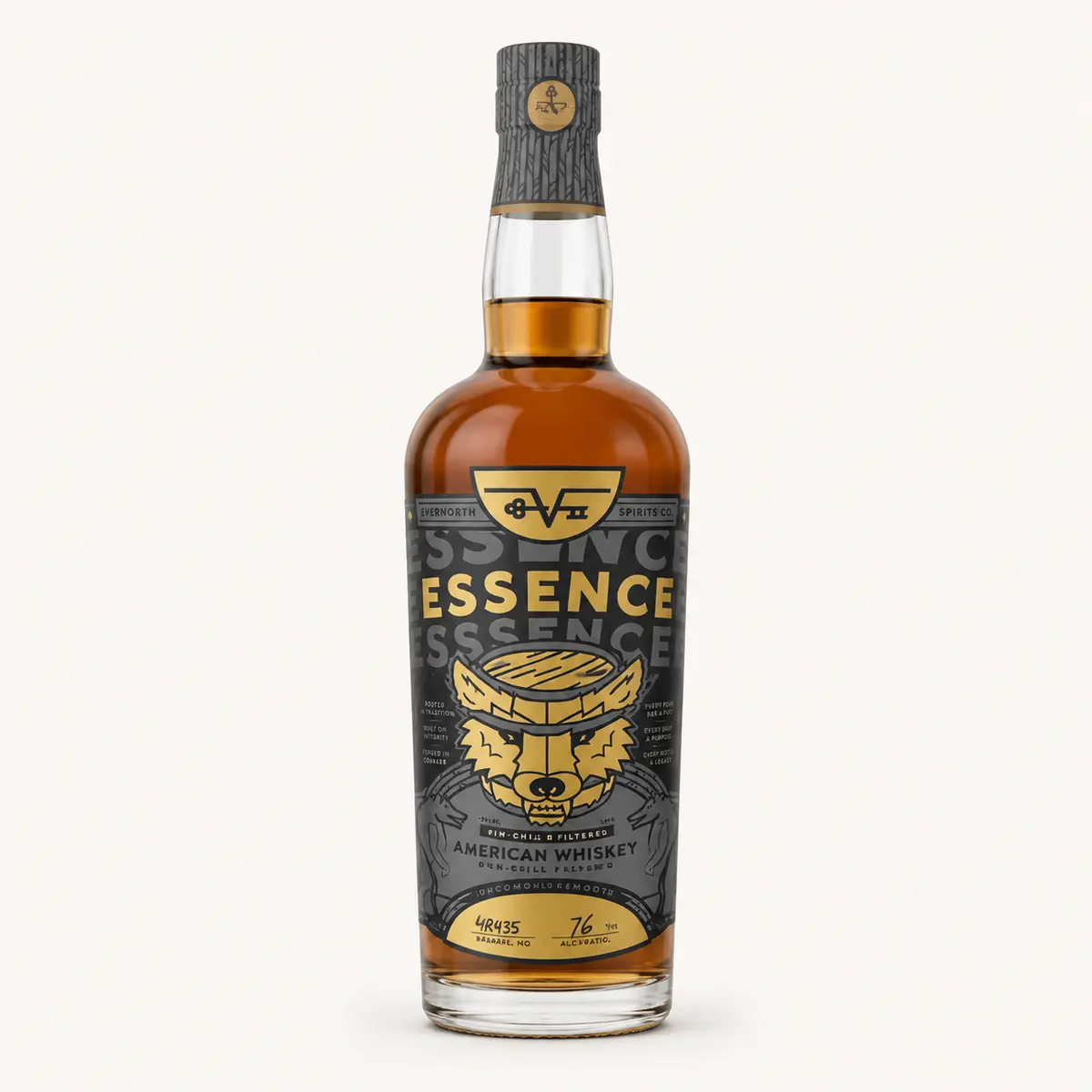 EverNorth Essence Single Barrel American Whiskey 750 mL bottle with black and gold label